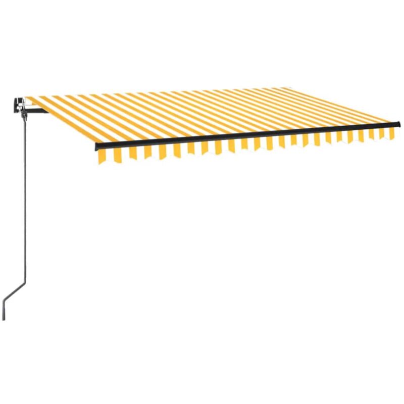 vidaXL Manual Retractable Awning 400x350 cm Yellow and White - Yellow