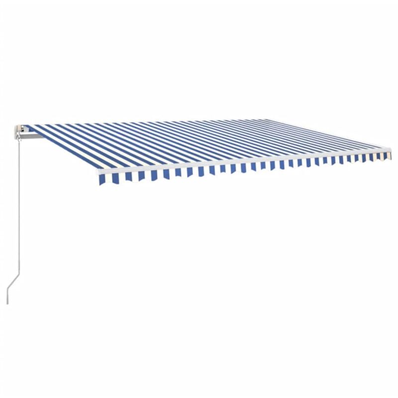 vidaXL Manual Retractable Awning 500x350 cm Blue and White - Blue