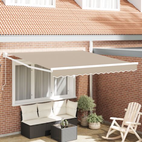 vidaXL Manual Retractable Awning Beige 350x250 cm