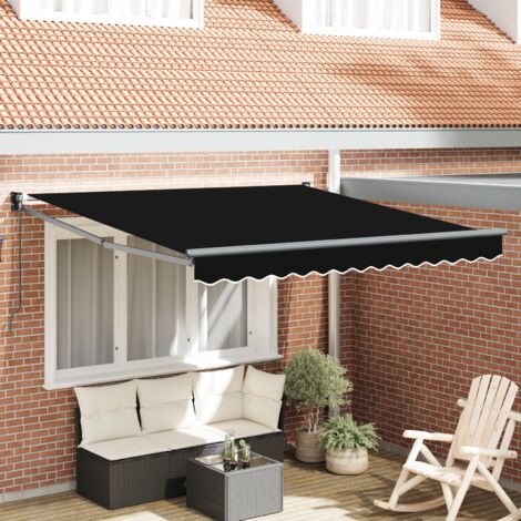 vidaXL Manual Retractable Awning Black 300x250 cm