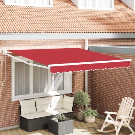 vidaXL Manual Retractable Awning Red 300x250 cm
