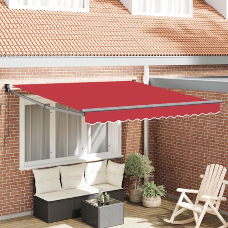 vidaXL Manual Retractable Awning Red 300x250 cm