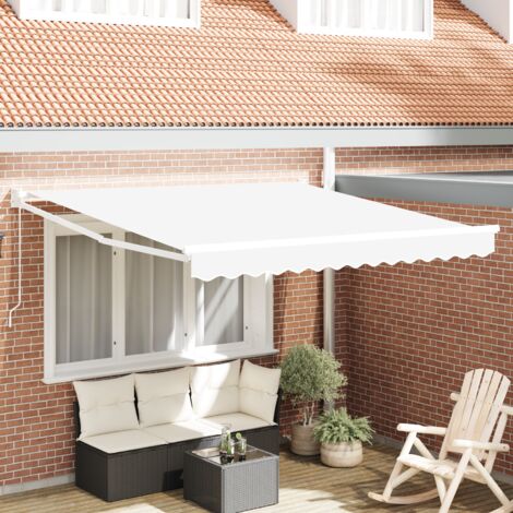 vidaXL Manual Retractable Awning White 300x250 cm