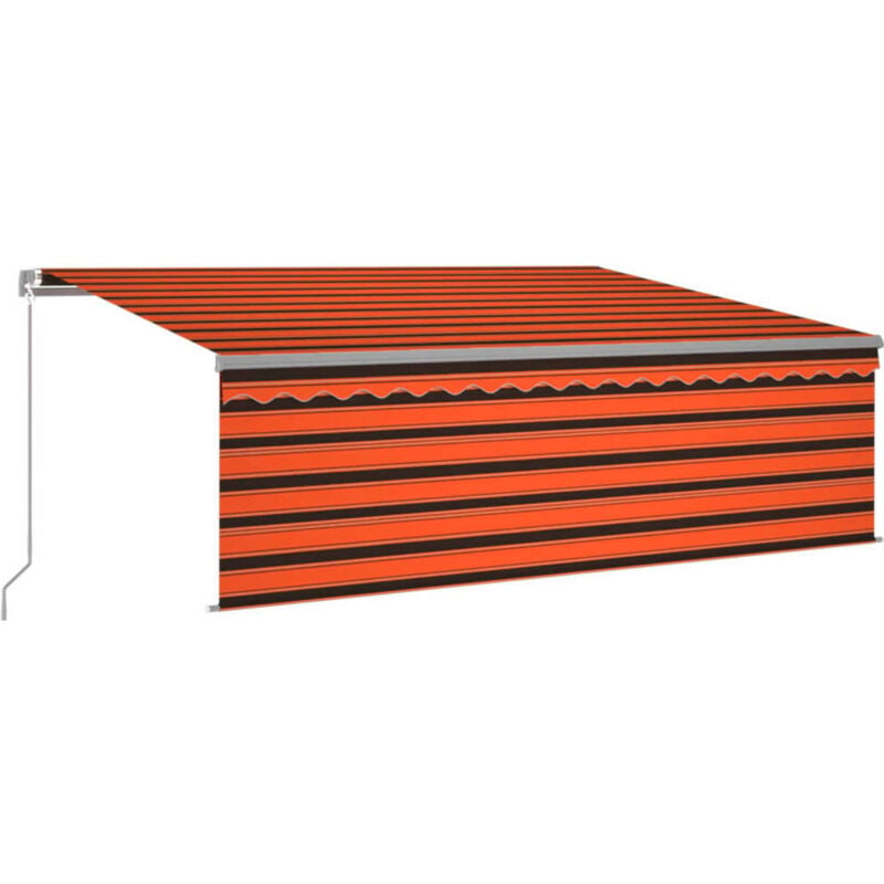 vidaXL Manual Retractable Awning with Blind&LED 4x3m Orange&Brown - Orange