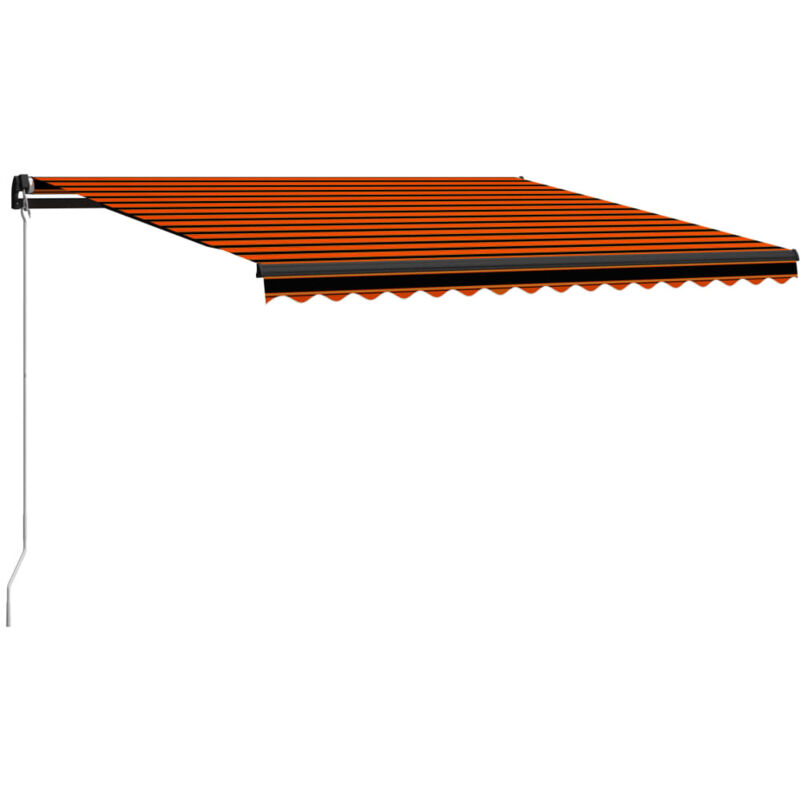 vidaXL Manual Retractable Awning with LED 400x300 cm Orange and Brown - Orange