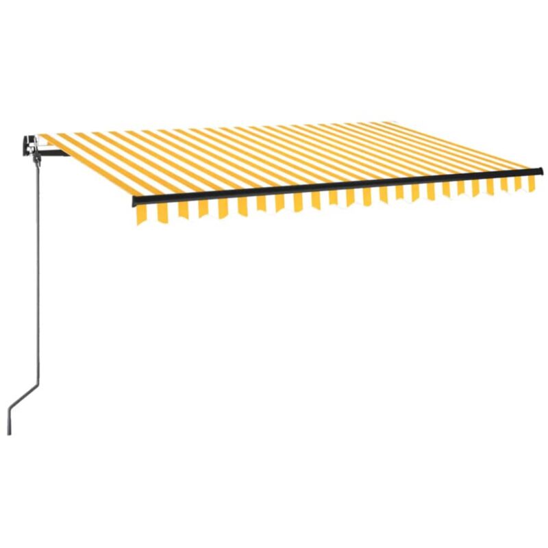 Manual Retractable Awning with LED 400x350 cm Yellow and White - Yellow - Vidaxl