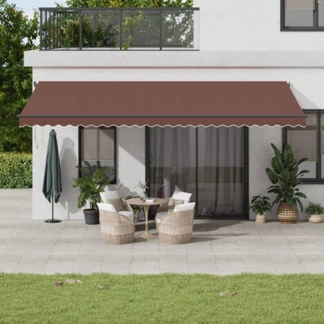 vidaXL Manuelles, zusammenziehbares Sonnensegel mit LED braun 600x350 cm