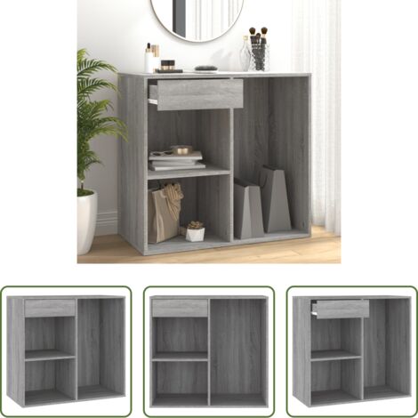 vidaXL Maquillaje organizado -  Armario maquillaje madera contrachapada gris Sonoma 80x40x75 cm