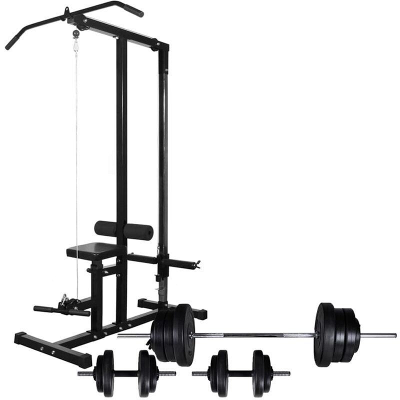 

Máquina de musculación con pesas y mancuernas 60,5 kg - Negro - Vidaxl