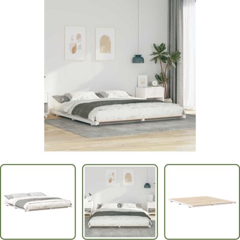 vidaXL Marco de cama -  Estructura de cama Blanco 180 x 210 cm Madera maciza de pino