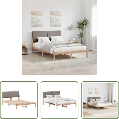 vidaXL Marco de cama -  Estructura de cama con cabecera Marrón y taupe 150 x 200 cm