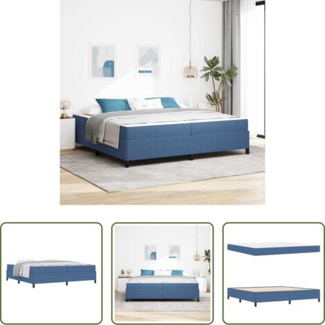 vidaXL Marco de cama -  Estructura de cama con colchón Azul 200 x 200 cm tela