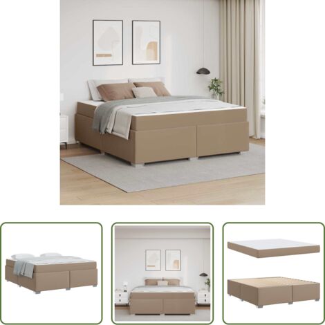 vidaXL Marco de cama -  Estructura de cama con colchón Capuchino 180 x 200 cm tela