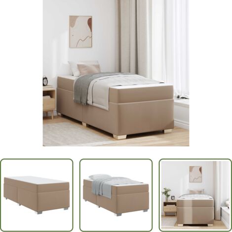 vidaXL Marco de cama -  Estructura de cama con colchón Capuchino 90 x 200 cm tela