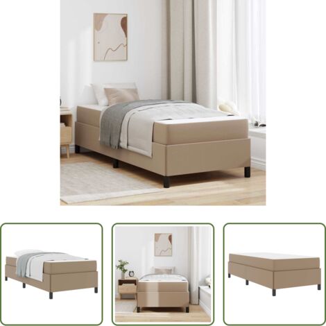vidaXL Marco de cama -  Estructura de cama con colchón Capuchino 90 x 200 cm tela