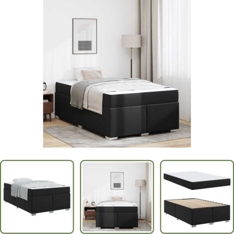 vidaXL Marco de cama -  Estructura de cama con colchón Negro 120 x 190 cm tela