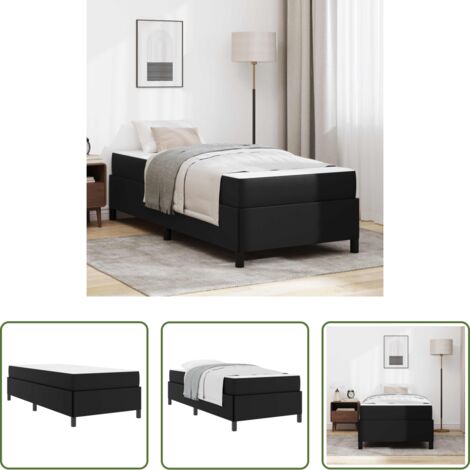 vidaXL Marco de cama -  Estructura de cama con colchón Negro 90 x 190 cm tela