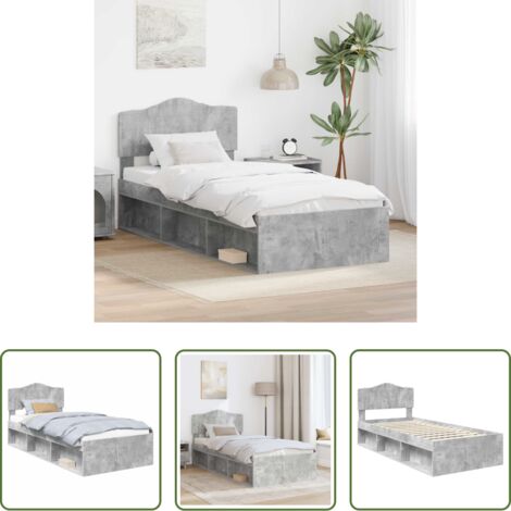 vidaXL Marco de cama -  Estructura de cama Concreto 90 x 200 cm Madera de pino macizo