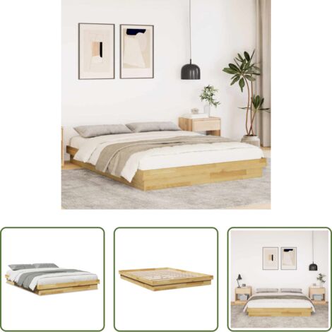 vidaXL Marco de cama -  Estructura de cama sin colchón 150x200 cm madera maciza roble