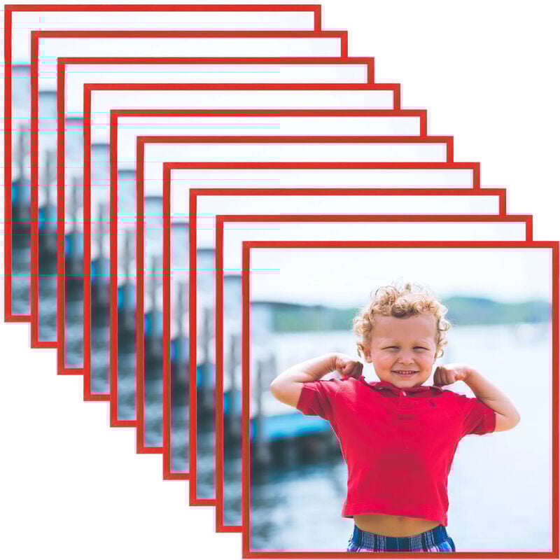 

vidaXL Marco de foto collage de pared o mesa 10 uds rojo MDF 20x20cm - Rojo