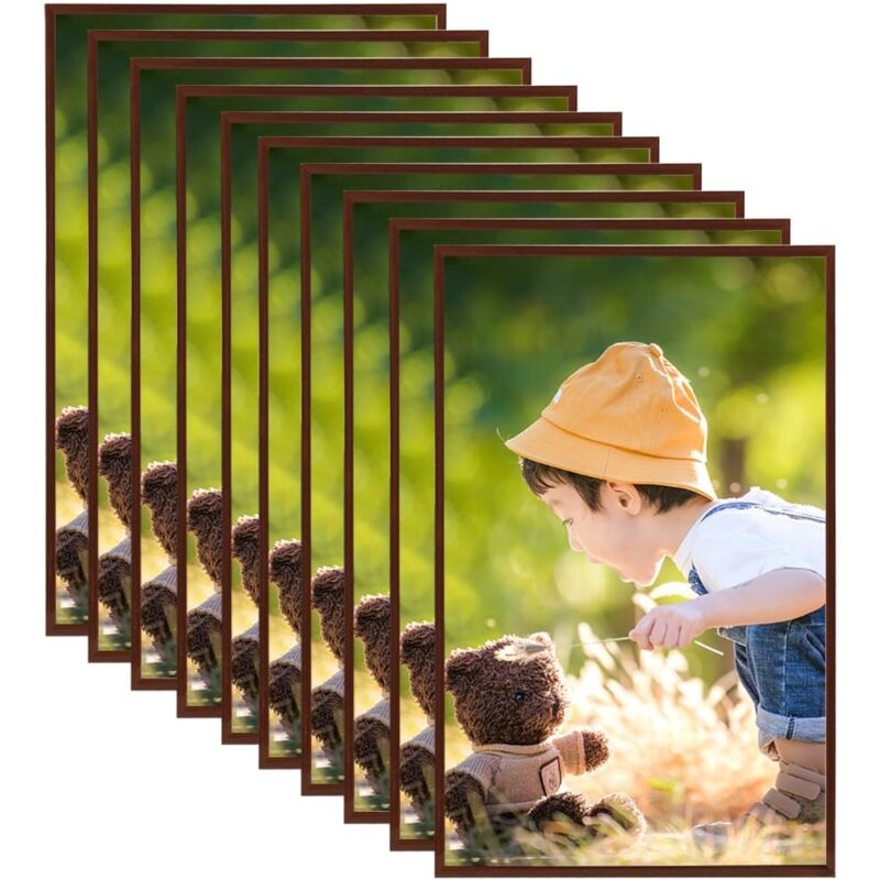 

Marco de foto collage de pared/mesa 10 uds bronce MDF 10x15cm - Marrón - Vidaxl