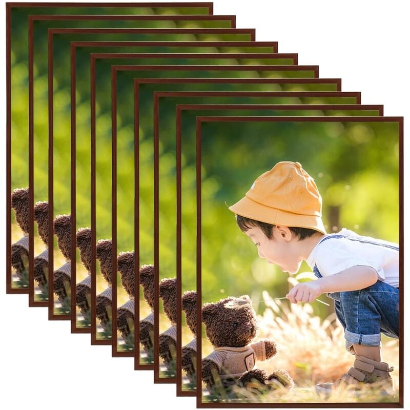 

vidaXL Marco de foto collage de pared/mesa 10 uds bronce MDF 15x21cm - Marrón