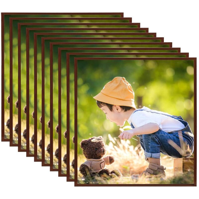 

vidaXL Marco de foto collage de pared/mesa 10 uds bronce MDF 20x20cm - Marrón