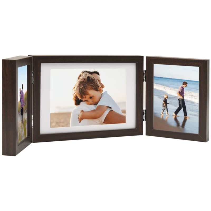 

vidaXL Marco de foto collage triple marrón oscuro 28x18 cm+2x(13x18 cm) - Marrón