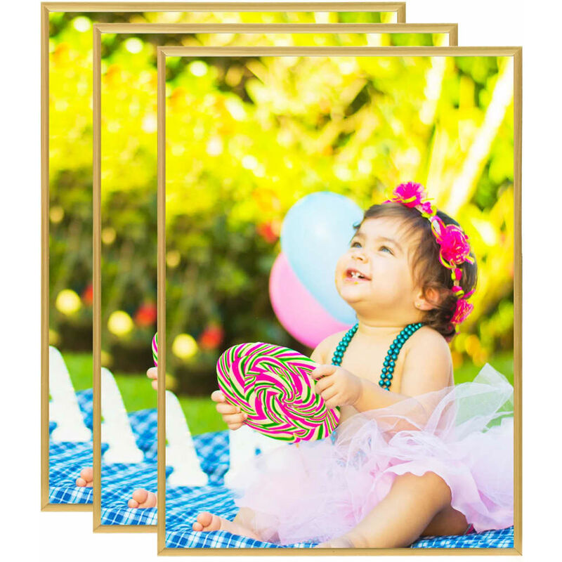 

vidaXL Marco de fotos collage pared o mesa 3uds dorado MDF 29,7x42cm - Oro