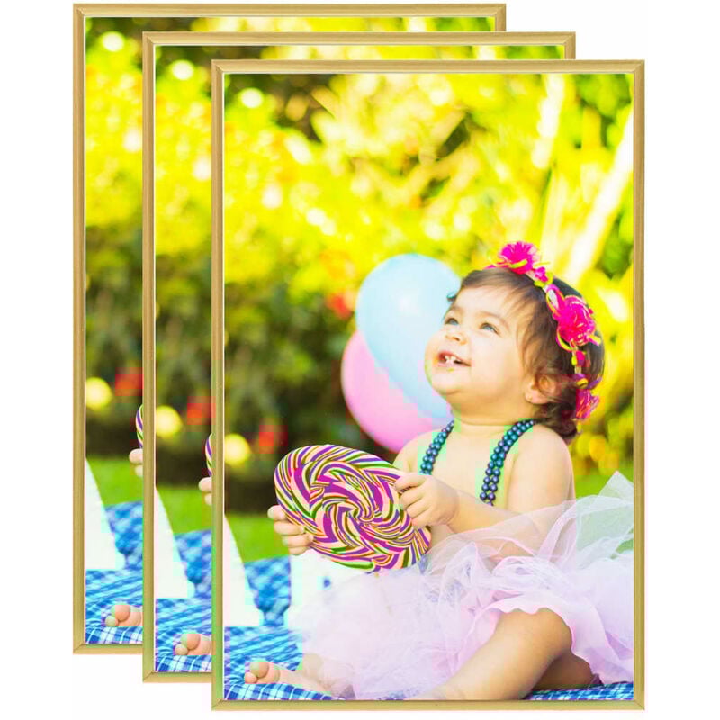 

vidaXL Marcos de foto collage de pared o mesa 3 uds dorado MDF 50x70cm - Oro