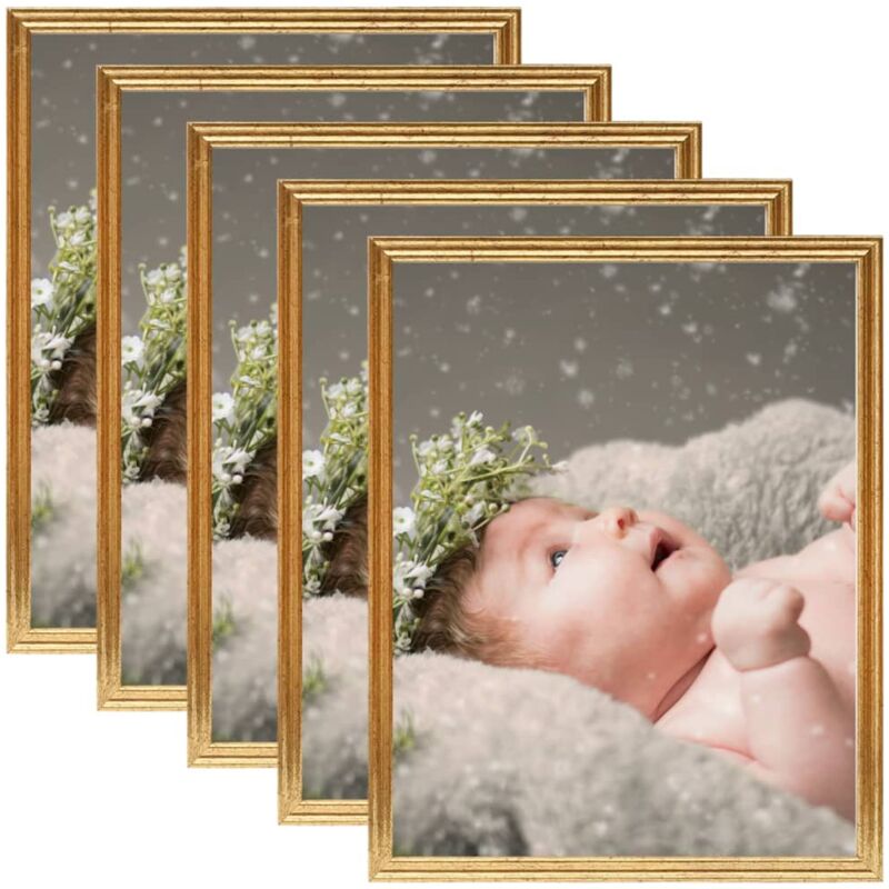 

vidaXL Marcos de foto collage de pared o mesa 5 uds dorado MDF 70x90cm - Oro
