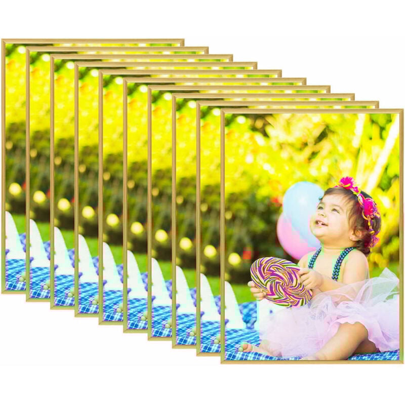 

vidaXL Marcos de foto collage de pared/mesa 10 uds dorado MDF 15x21 cm - Oro
