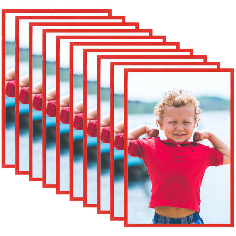 

vidaXL Marcos de foto collage de pared/mesa 10 uds rojo MDF 10x15 cm - Rojo