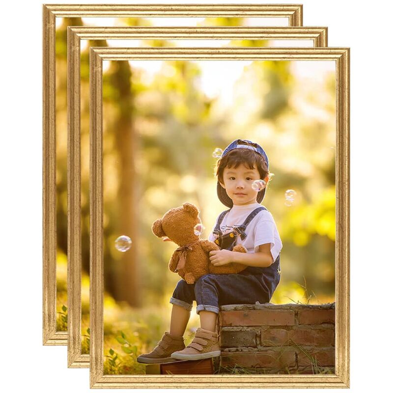 

vidaXL Marcos de foto collage de pared/mesa 3 uds dorado MDF 40x50 cm - Oro
