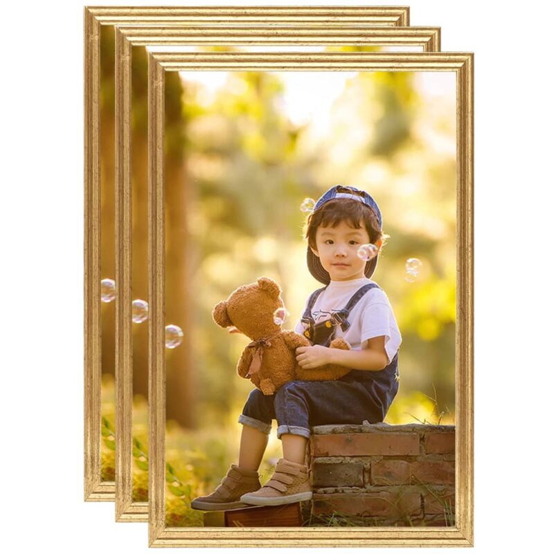 

vidaXL Marcos de foto collage de pared/mesa 3 uds dorado MDF 70x90 cm - Oro