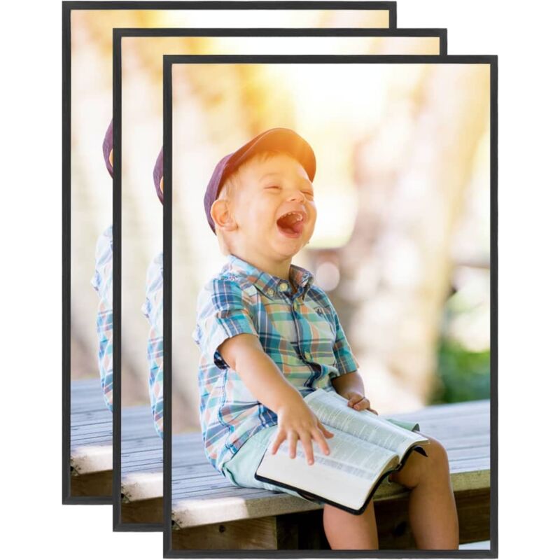 

vidaXL Marcos de foto collage de pared/mesa 3 uds negro MDF 50x70 cm - Negro