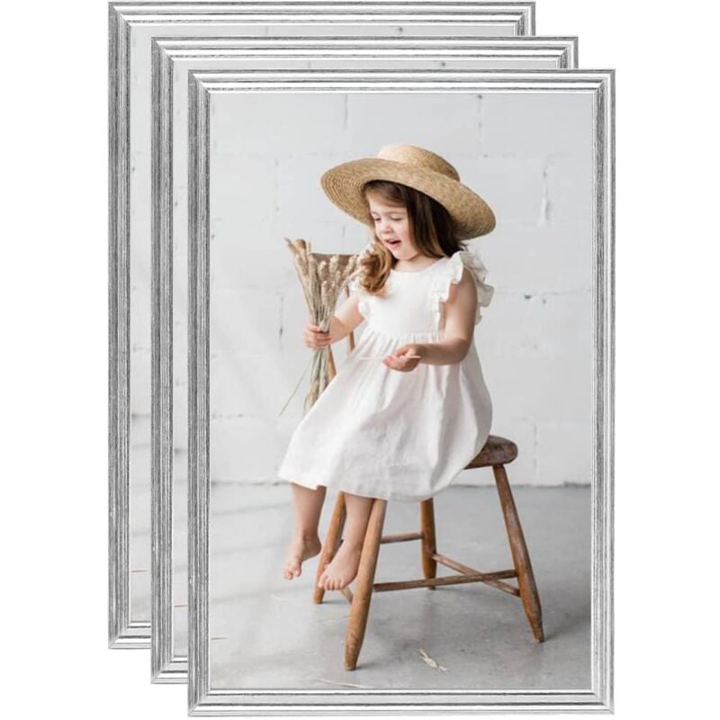 

vidaXL Marcos de foto collage de pared/mesa 3 uds plateado 42x59,4 cm - Plateado