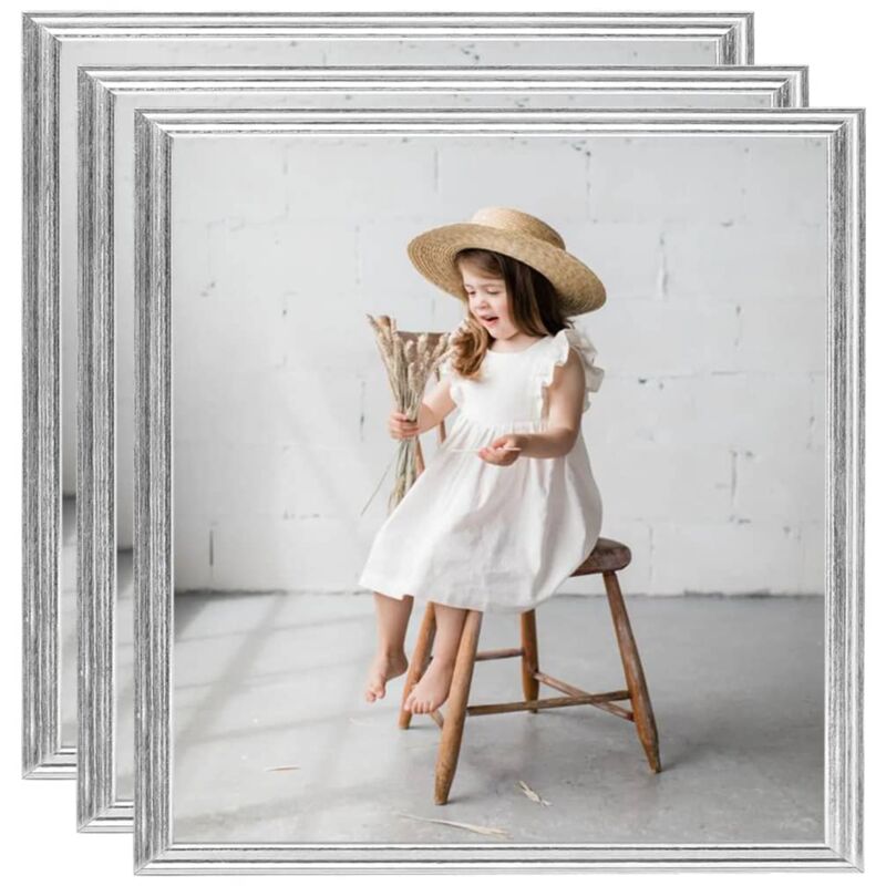 

vidaXL Marcos de foto collage de pared/mesa 3 uds plateado MDF 40x40cm - Plateado