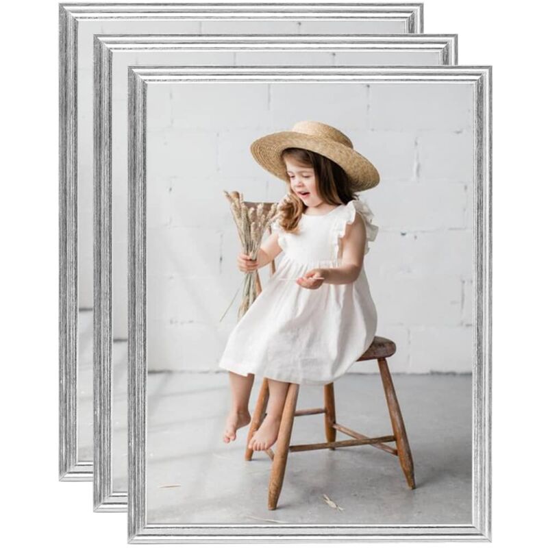 

vidaXL Marcos de foto collage de pared/mesa 3 uds plateado MDF 40x50cm - Plateado