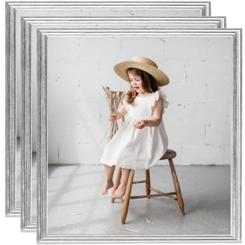 

vidaXL Marcos de foto collage de pared/mesa 3 uds plateado MDF 50x50cm - Plateado