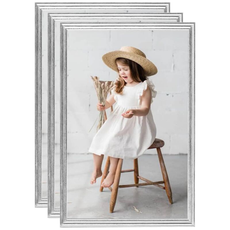

vidaXL Marcos de foto collage de pared/mesa 3 uds plateado MDF 70x90cm - Plateado
