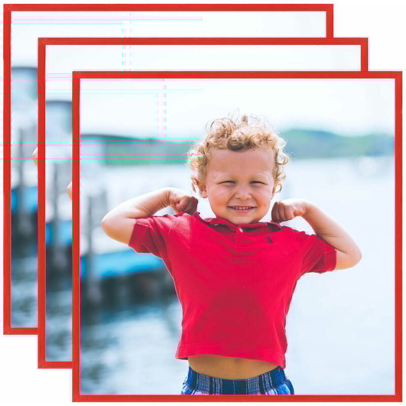 

vidaXL Marcos de foto collage de pared/mesa 3 uds rojo MDF 30x30 cm - Rojo