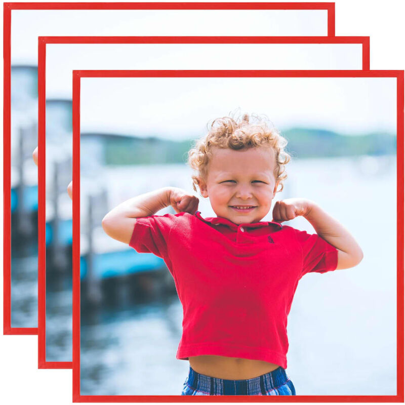 

vidaXL Marcos de foto collage de pared/mesa 3 uds rojo MDF 40x40 cm - Rojo