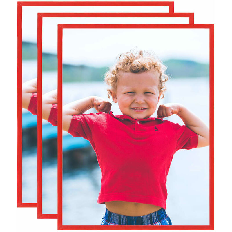 

vidaXL Marcos de foto collage de pared/mesa 3 uds rojo MDF 50x60 cm - Rojo