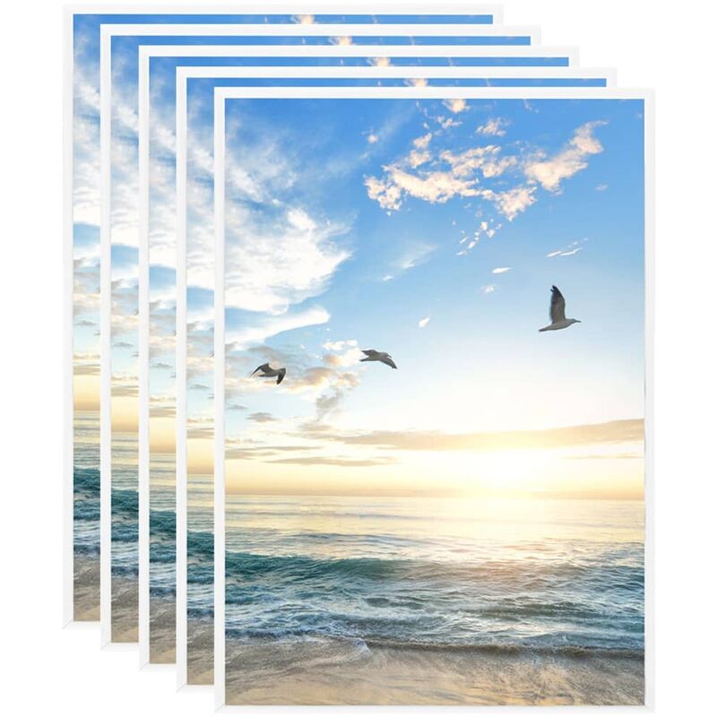

vidaXL Marcos de foto collage de pared/mesa 5 uds blanco MDF 29,7x42cm - Blanco