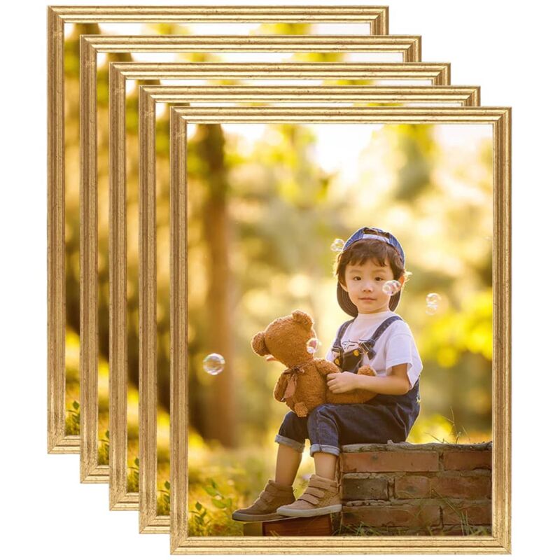 

vidaXL Marcos de foto collage de pared/mesa 5 uds dorado MDF 50x60 cm - Oro