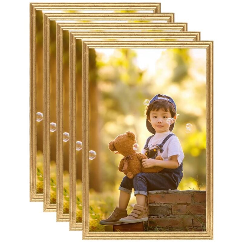 

vidaXL Marcos de foto collage de pared/mesa 5 uds dorado MDF 59,4x84cm - Oro