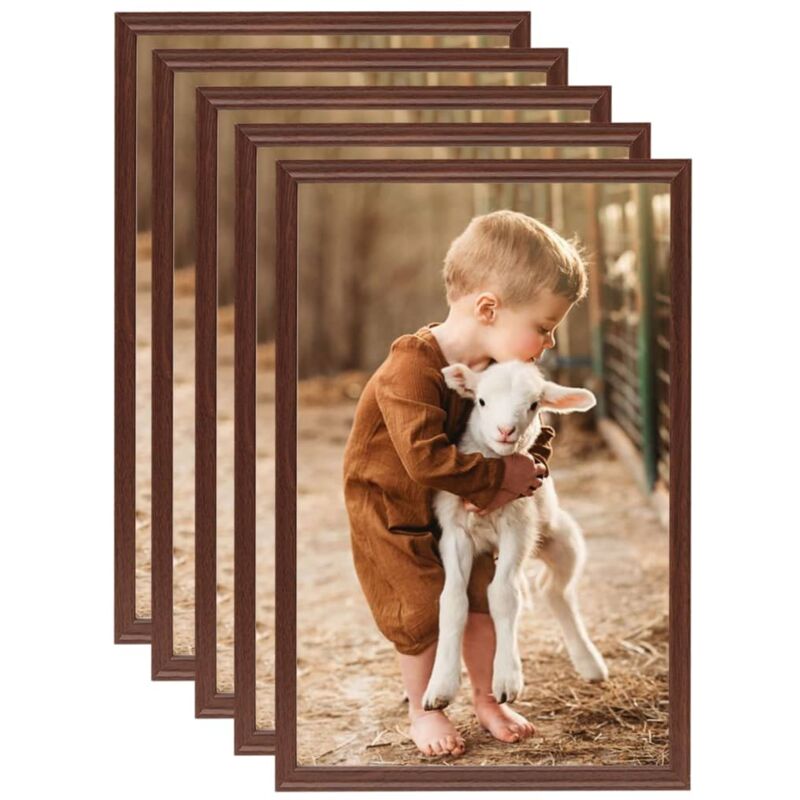 

vidaXL Marcos de foto collage de pared/mesa 5 uds marrón MDF 59,4x84cm - Marrón