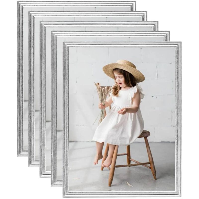 

vidaXL Marcos de foto collage de pared/mesa 5 uds plateado MDF 50x60cm - Plateado