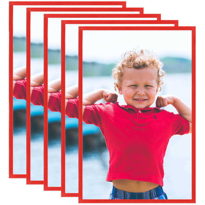 

vidaXL Marcos de foto collage de pared/mesa 5 uds rojo MDF 50x70 cm - Rojo